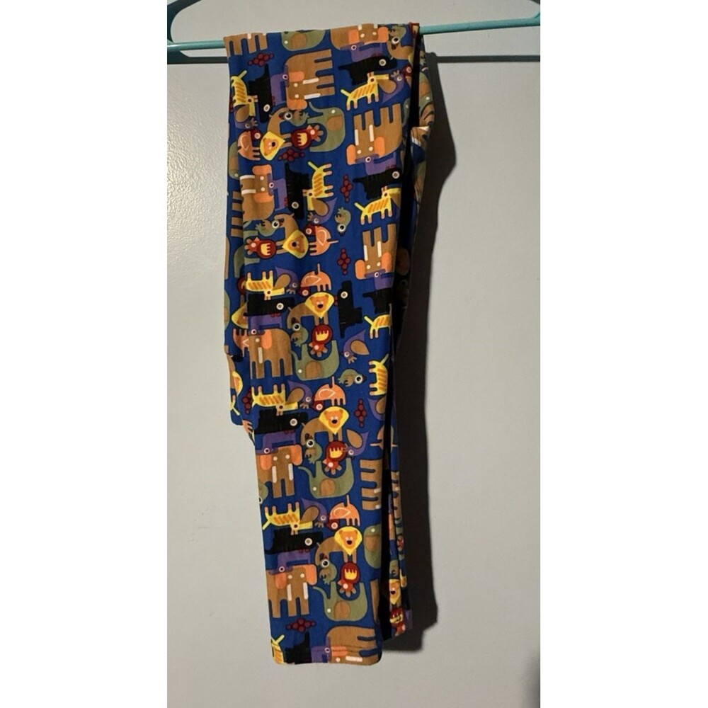 LuLaRoe OS Zoo Animal Leggings Giraffe Elephant Lion Monkey EUC Yoga Band